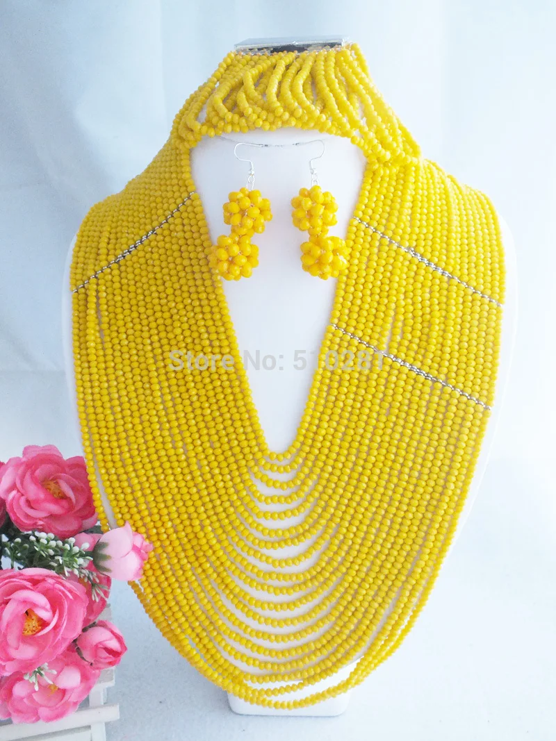 

free shipping! Z-1352 Sunny Yelow crystal Beads jewelry set African Wedding necklace with Spacers