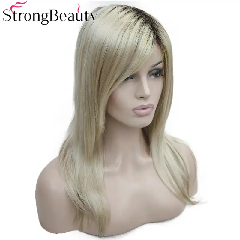 Strongbeauty Long Straight Wigs Women S Synthetic Wig Dark Roots