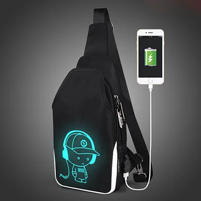 Школьный рюкзак со светящимся рисунком на тему аниме USB зарядка школьный рюкзак для ноутбука рюкзак для подростков мальчиков школьная сумка - Цвет: USB Chestbag