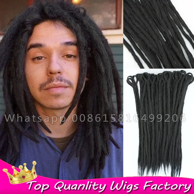 Noir Dendy Dreadlock faux col crochet cheveux Homme