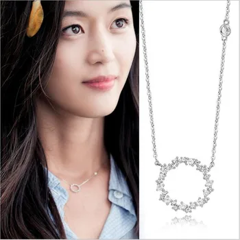 

Exquisite 925 Sterling Silver Jewelry Christmas Circle Blue Sea Legend Female Personality Pendant Necklaces H236