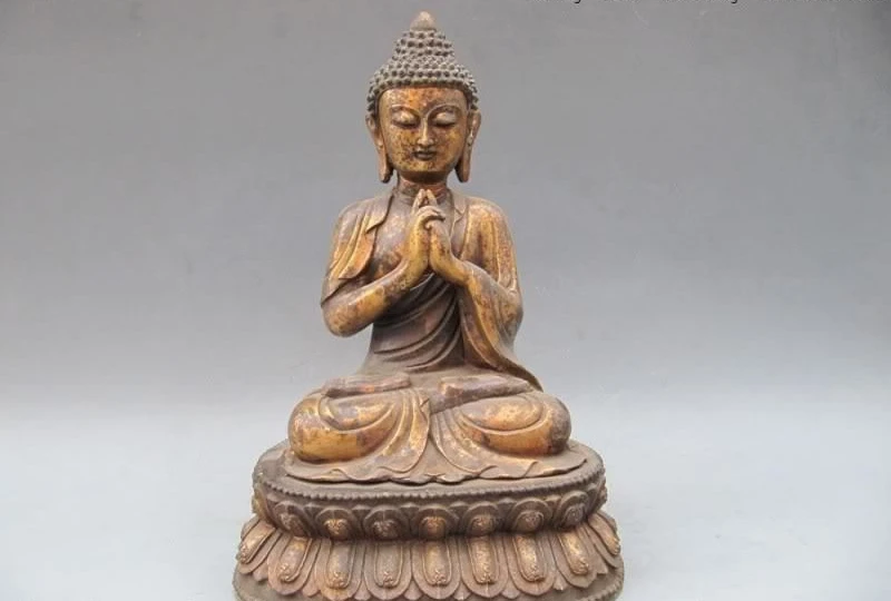 

17 Tibet temple classical Old Bronze Copper Sakyamuni Tathagata Buddha Statue