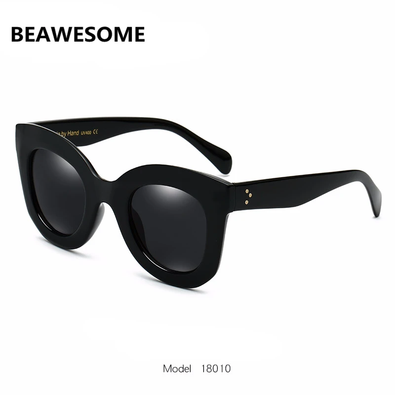 

Retro Thick Frame Cat Eye Sunglasses Women Ladies Brand Designer Mirror Lens Cat Eye Sun Glasses For Female oculos de sol