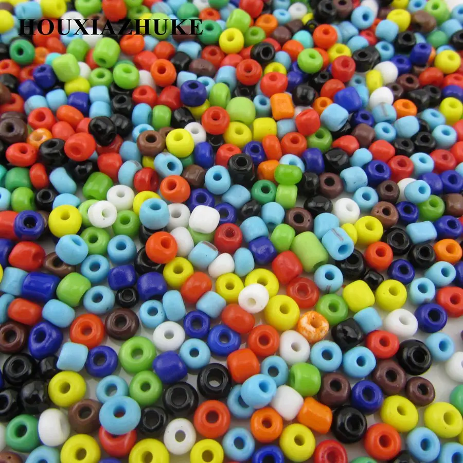 

4 mm round opaque mixed colors glass seed beads for sewing appliques 4500 pcs per lot