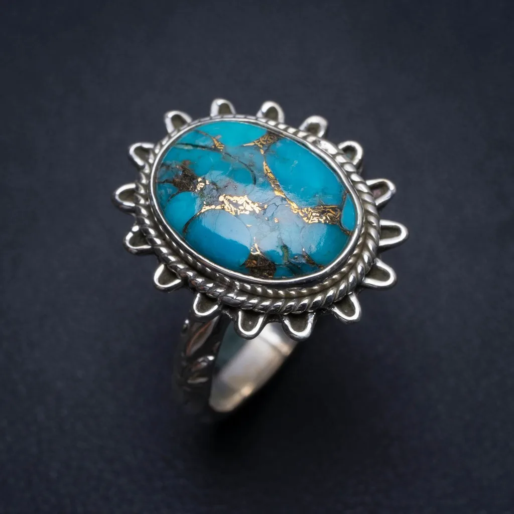 

Natural Turquoise Handmade Unique 925 Sterling Silver Ring, US Size 8 S2233