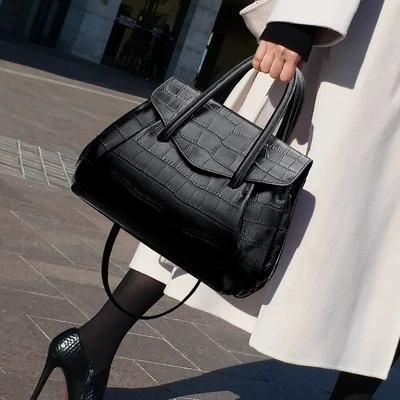 

NEW High quality Brand Designer Handle Tote Women Bag Crocodile Handbag Vintage Large Shoulder Messenger Bag Brand Bag Female