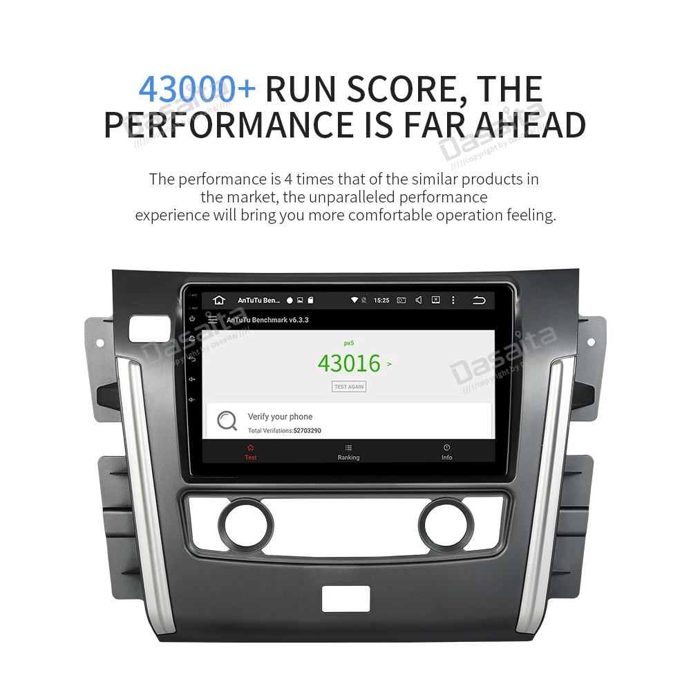 Clearance Dasaita 1 Din Car Radio GPS Android 9.0 for Nissan Patrol 2018 with 10.2" IPS Touch Screen MP3 player Navigation 4*50W 12
