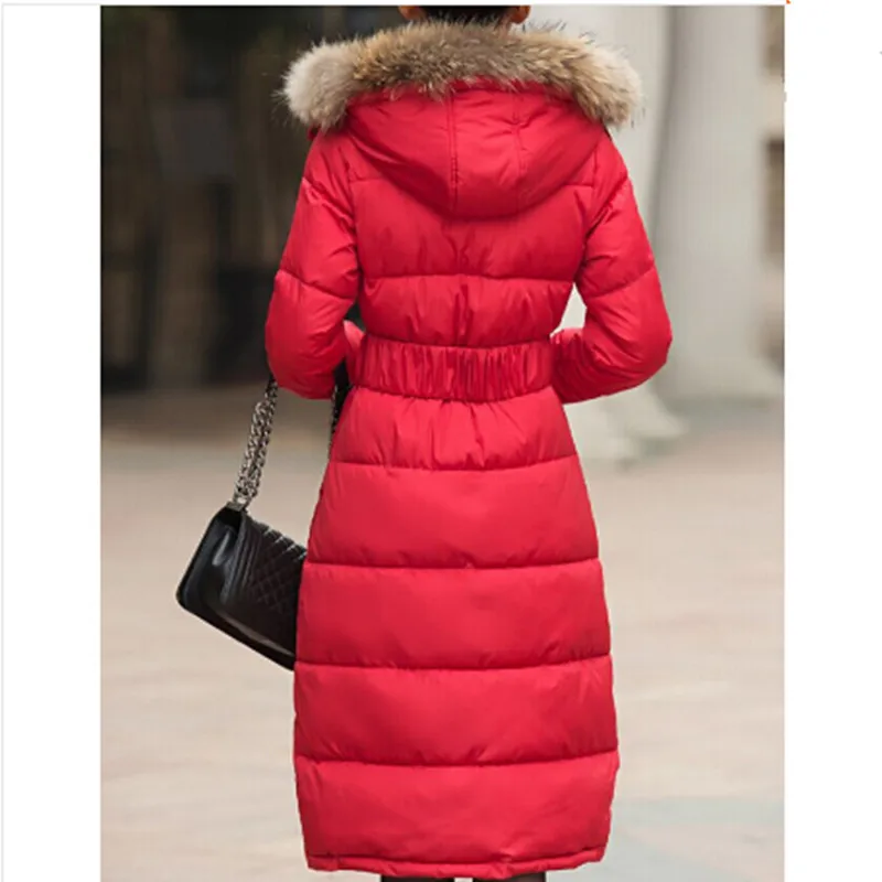 AILOOGE, Женское зимнее пальто, новые женские парки, зимняя одежда, Женская длинная куртка, женская одежда размера плюс, верхняя одежда, плотные пальто - Цвет: Red