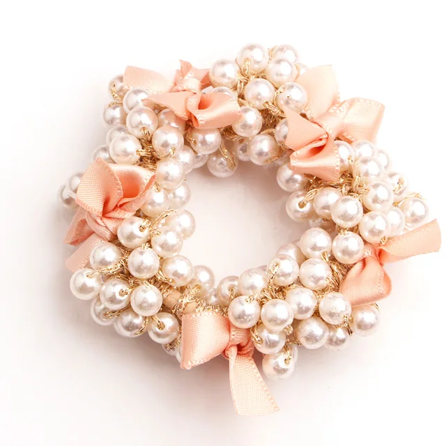 Korean style pearl beaded hair ties Scrunchies Elastic hairband Ponytail Holders women  Hair Rope Rubber gum Hair Accessories 9