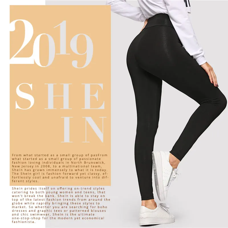 SHEIN Однотонные Леггинсы С Поясом Стильные Легинсы С Бантом