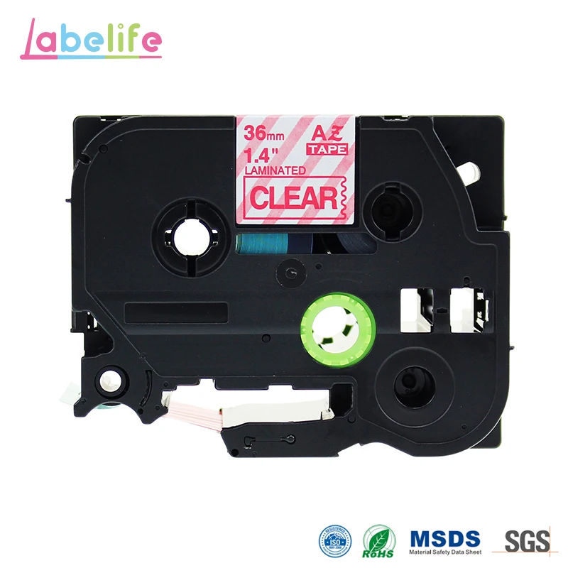 Labelife 1 шт. AZe 162 TZe-162 TZ-162 красный на прозрачной ленте 36 мм для Brother Ptouch