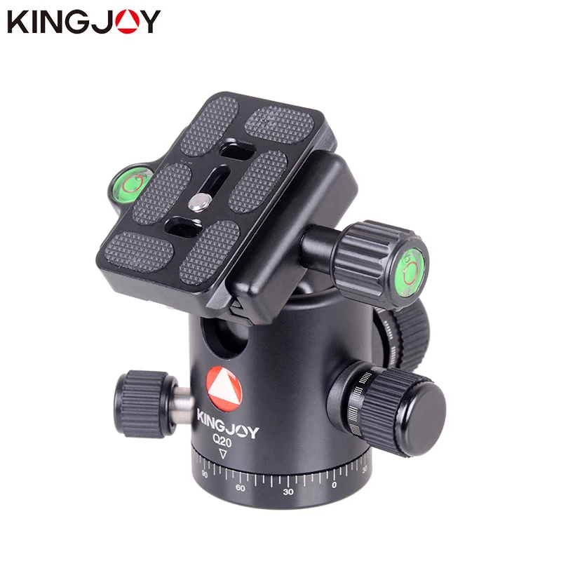

KINGJOY Official Q20 Tripod Head Ball Head Rotating Panoramic BallHead with plate 1/4" to 3/8" Screw for Monopod DSLR Camera