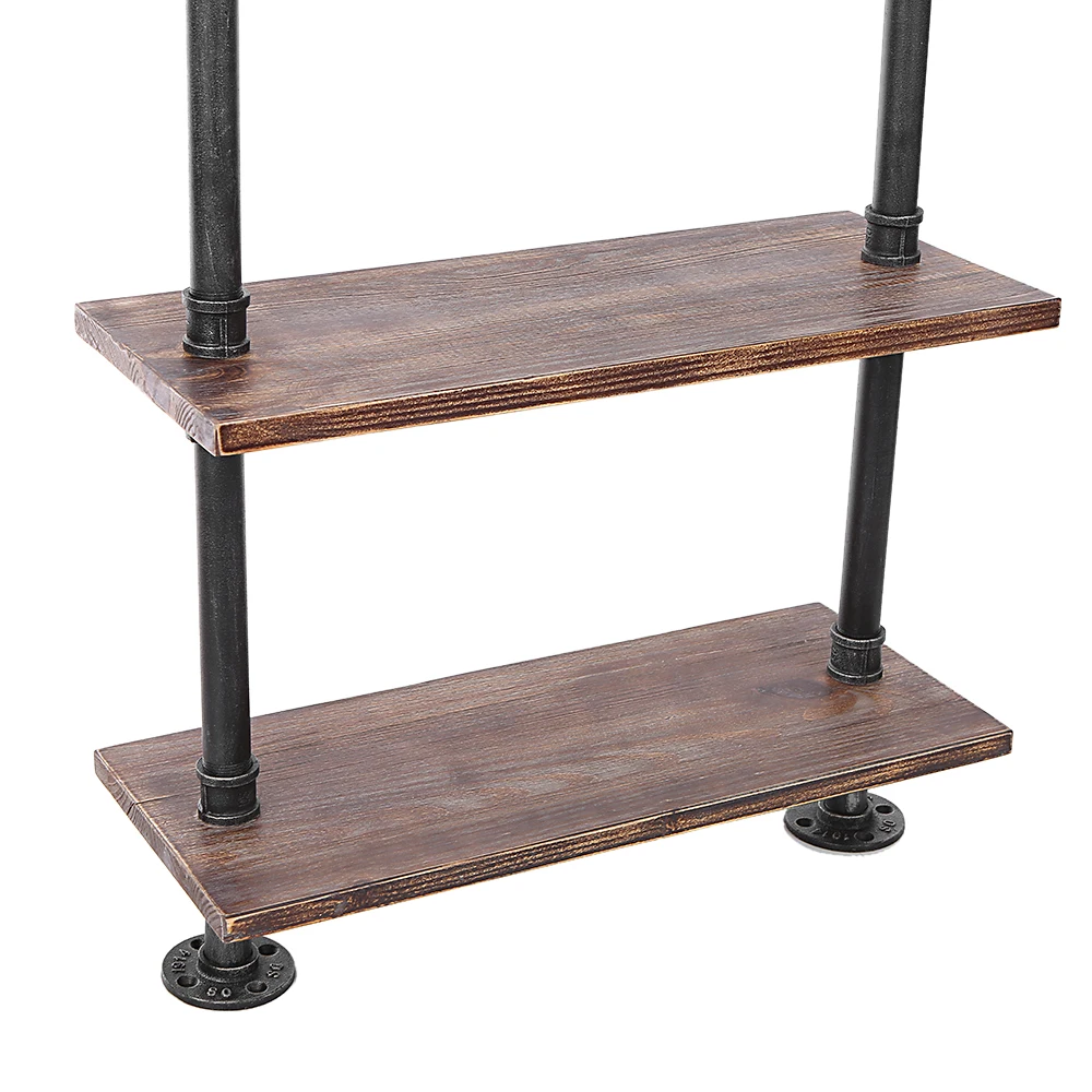 iKayaa-6-Tier-Rustic-Industrial-Ladder-Wall-Shelves-Wood-Planks-Iron-Pipe-Standing-Book-Shelf-Storage (1)