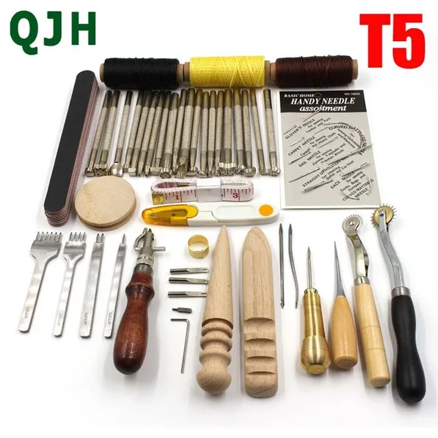 1Set Kit De Herramientas De Artesanía De Cuero Profesional DIY Kit De  Costura A Mano Punzón De Costura Carving Work Saddle Groover Set Accesorios  Caja