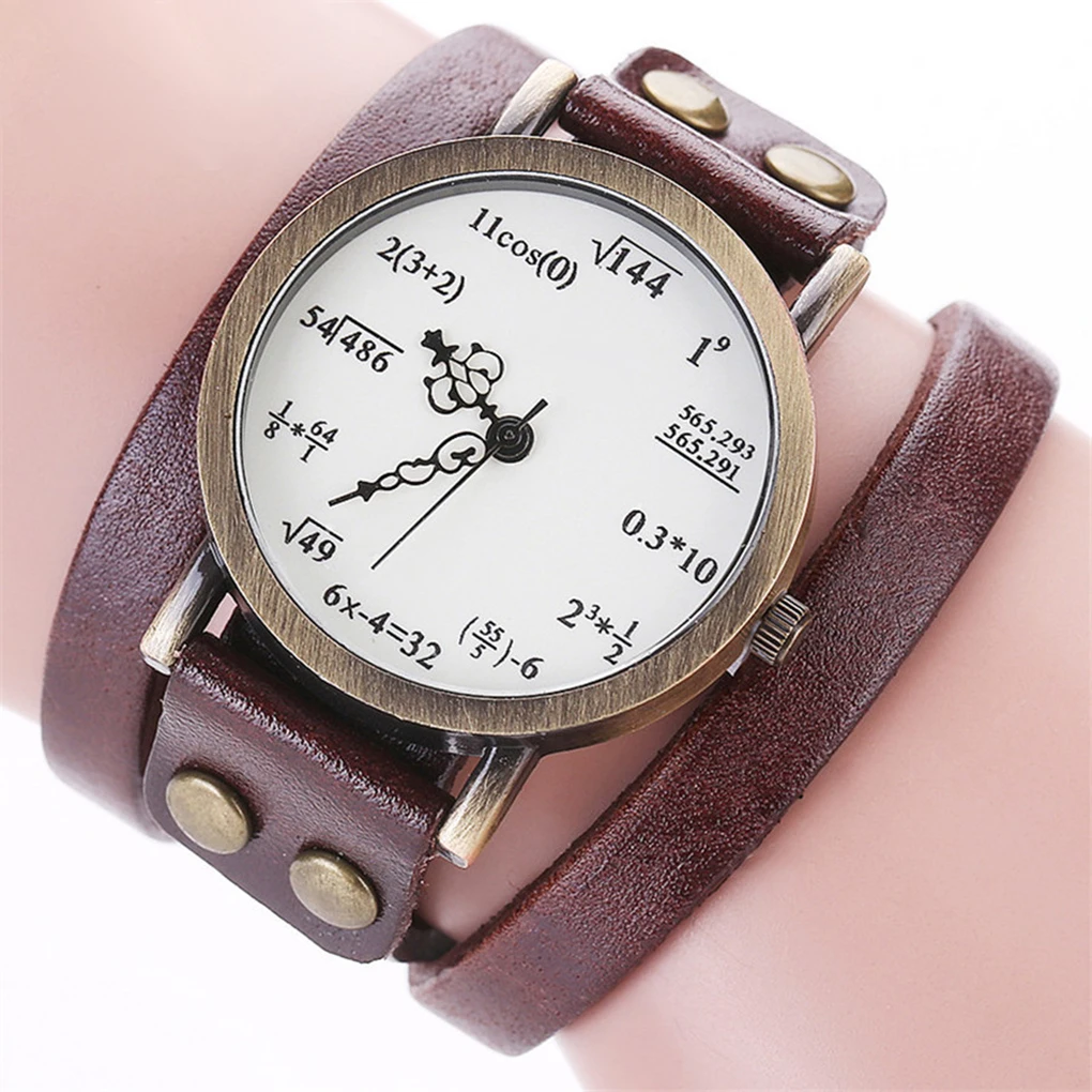 

2018 Women Girls Leather Watch Math Formula Equation Watch Women Bracelet Clock Number Quartz Clock