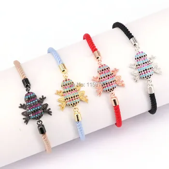 

5Pcs Rainbow Micro Pave Cubic Zirconia Connector Bracelets, Cz Charm Connector Cotton Rope Bracelet