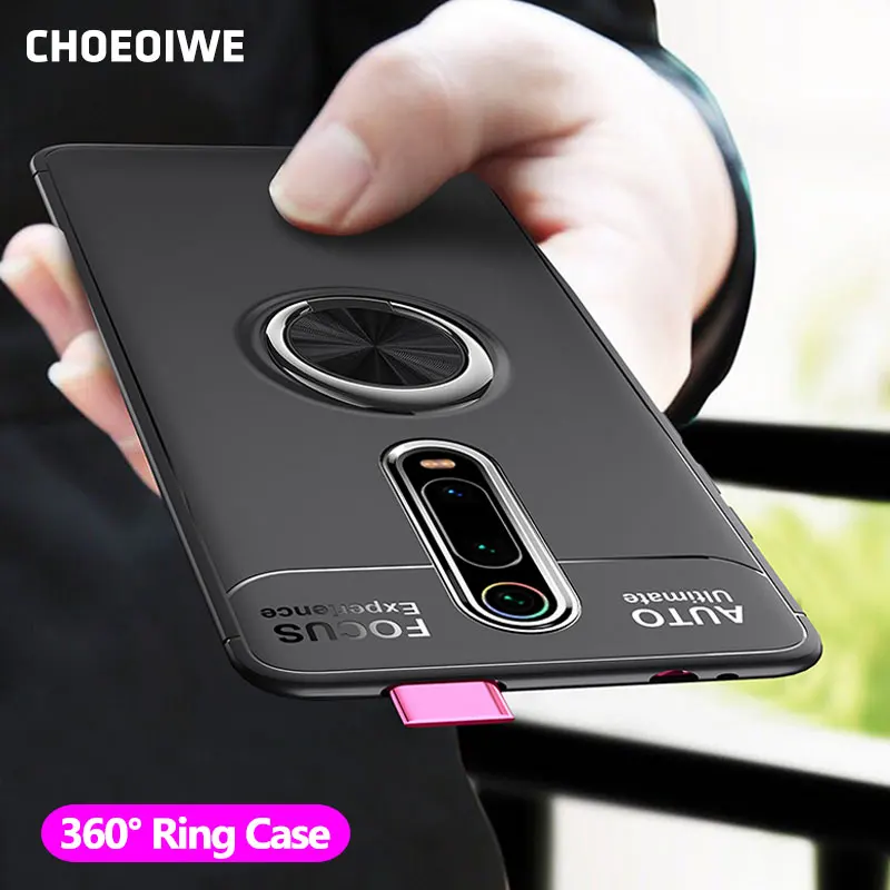 CHOEOIWE Soft Silicone Cases for Xiaomi Mi CC9 9 SE 9T Pro Mi9SE Mi9T Redmi K20 7A Case 360° Ring Holder Cover |