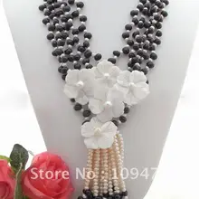 5strds жемчуг и натуральная основа, цветок, Цепочки и ожерелья