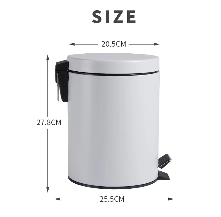 5л круглый контейнер для мусора светильник серый мусор может Педаль тип мусорное ведро экологически чистый ванная комната мусорное ведро кухня мусорное ведро