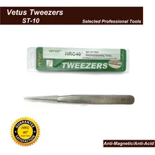 Пинцет «VETUS» ST-10 тонкий прямой наконечник высокого качества из нержавеющей стали Супер жесткий антимагнитный и антикислотный прецизионный пинцет