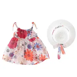 Малышей Одежда для детей; малышей; девочек без рукавов одежда с цветочным принтом праздничное платье принцессы цветочный o-образным