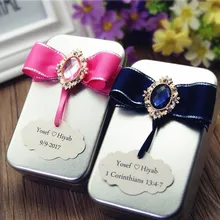 Цветные ленточки алмаз украшения персонализированные службы поддержки Олово Свадебные Подарочные коробочки, 50 шт./лот, by17121801