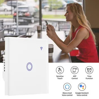 

Touch Switch Smart Light Switch Panel Wall Interruptor 1/2/3 Gang Wifi Light Switch Eu Standard Work For Alexa Google Home