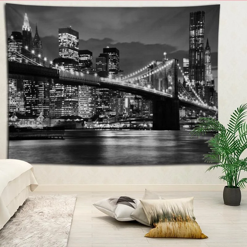 

Hot Selling Custom City Wall Tapestry Home Decorations Wall Hanging Tapestries For Living Room Bedroom More size