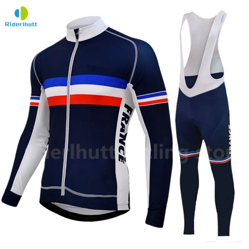 

2019 France cycling team blue mens long sleeve cycling jersey Pants sets Spring/autumn racing clothing Pro Cycling Team clothes