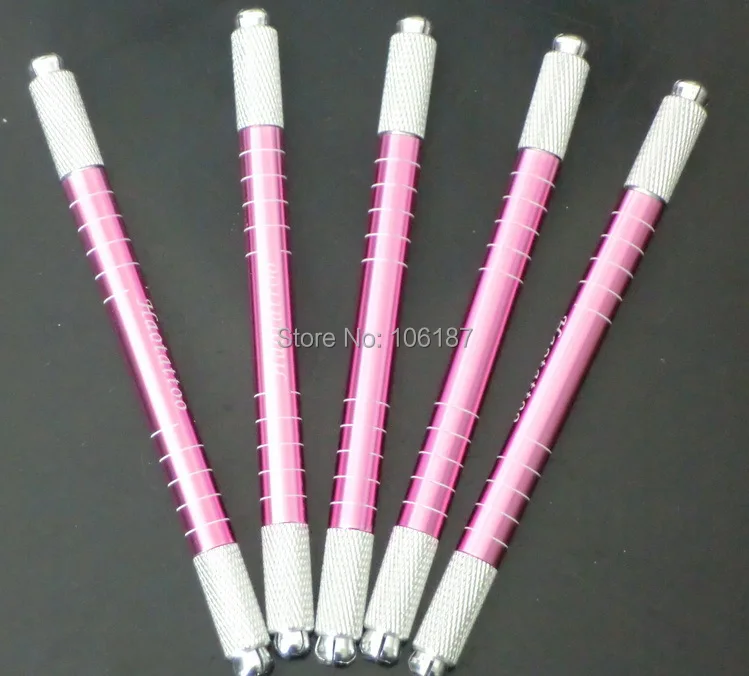 

20Pcs Pink Professional Permanent Makeup Manual Eyebrow Tattoo Pen Both Head Can Be Used Manual eyebrow Makeup Pen