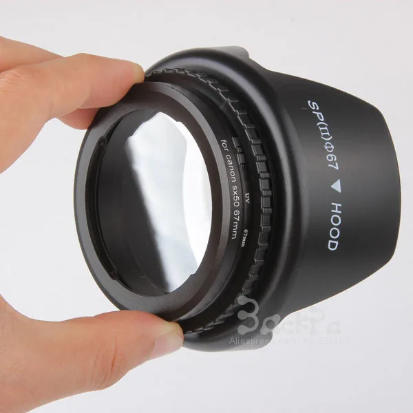 Переходное кольцо для объектива камеры SX50 HS SX60 HS до 67 мм+ крышка объектива+ бленда+ УФ-фильтр 67 мм для SX50 HS 4в1 комплект аксессуаров