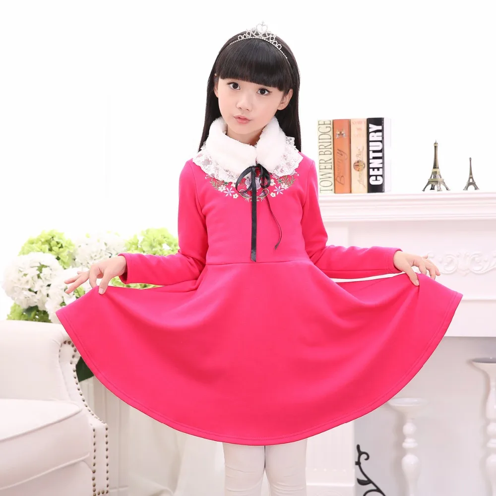 Winter Girls Dress Kids Long Sleeve Clothes Girls Winter Party Dress
