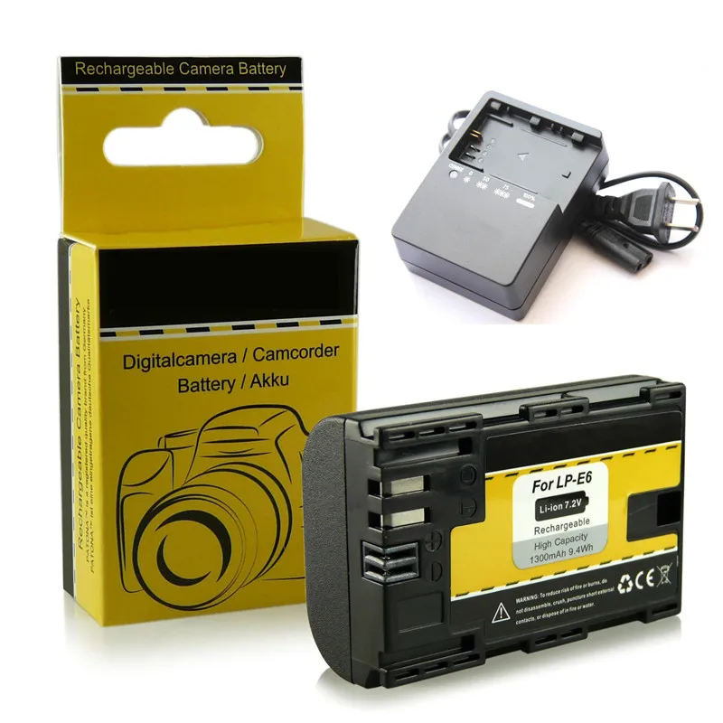 LP-E6 LPE6 LP E6 2100mAh Replacement Camera Battery+battery charger Plug adapter For Canon 6D 5D Mark III II 7D 60D | Электроника
