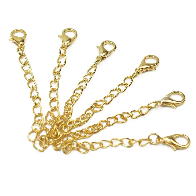 20 Pcs Gold Tone Extension Link Chain Tail Necklace Bracelet 20 Pcs Gold Tone Extension Link Chain Tail Necklace Bracelet Extender Chains Lobster
