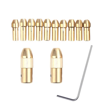 

2Pcs Drill Collet +10pcs 0.5-3.22mm Micro Twist Drill Kit Chuck Electric Drill Bit Clamp NG4S