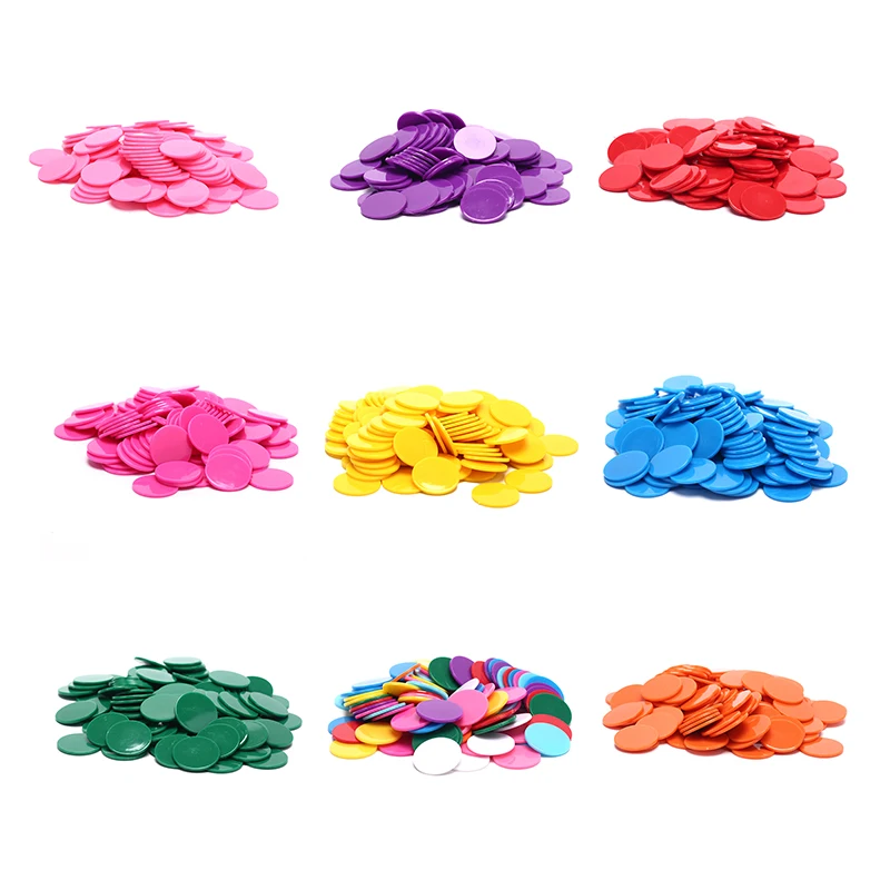 

100Pcs/Lot 25mm Plastic Poker Chips Casino Bingo Markers Token Fun Family Club Board Games Toy Creative Gift 9 Colors