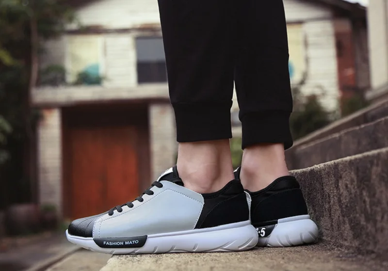 New Spring Autumn Man Sneakers Skateboarding Walking Shoes Leather Breathable Lace Up Flat Light Weight Hard-Wearing Man Shoes (8)