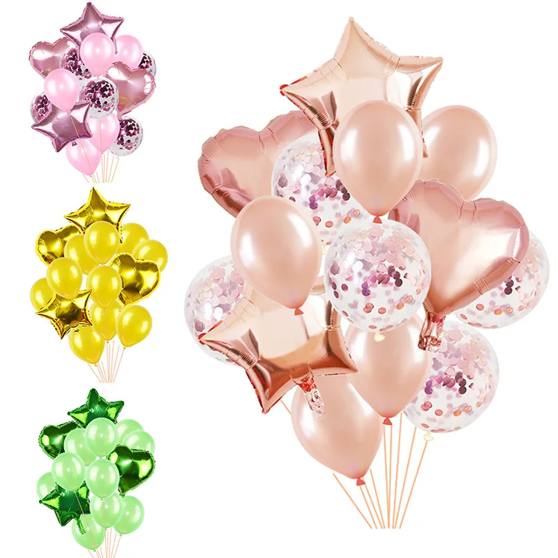 

14pcs/set 12inch Latex Balloons 18inch Foil Heart Star Balloons for Wedding Party Decoration Festival Event Birthday Supplies 85