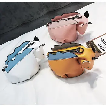 

fashion cartoons hit color Unicorn single shoulder Bag cute personality creative animal rivet cross body bags for women 2019
