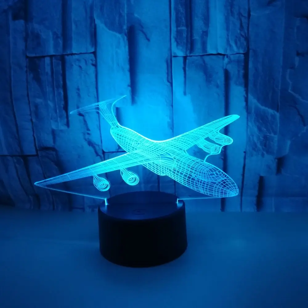 Aircraft 3d Nightlight Seven Colourful Touch Control Led Visual