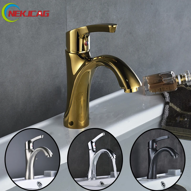 

New Arriveal Bathroom Deck Mount Sink Faucet Single Handle Basin Faucet Mixer Water Taps 4 Color for Choose