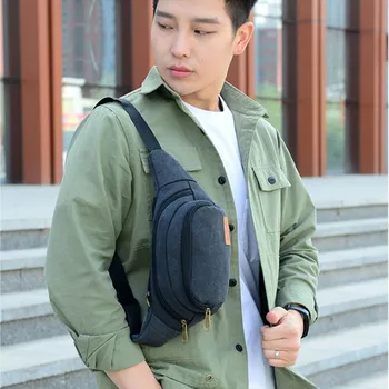 

Waist bag Fashion Neutral Canvas Wear Outdoor Sports Pockets Chest Bag Portable Small Bag сумка на пояс женская #200