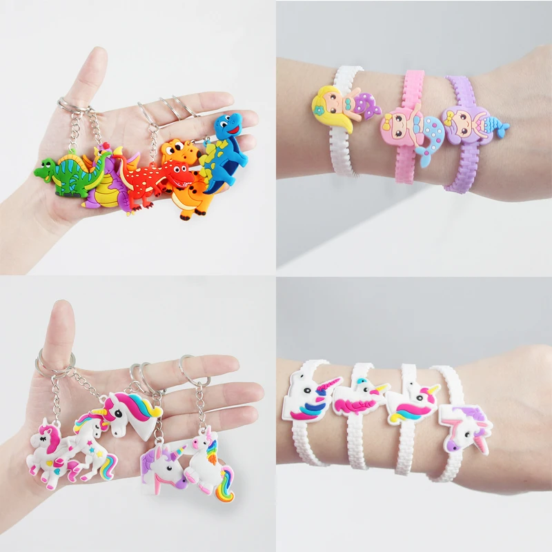 

1Set Mermaid/Unicorn/Dinosaur Keychain Charm Summer Body Jewelry Kids Toys for Birthday Party Decor Wedding Gifts Guests Unisex