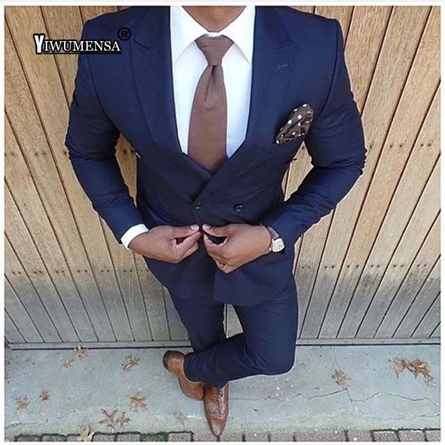 Yiwumensa Costume Double Boutonnage Avec Pantalon Bleu Marine Costume De Mariage Pour Homme 2018 2017 Aliexpress