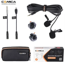 Comica CVM-D02 Dual Lavalier Lapel Microphone Clip-on Interview Mic for iPhone Android Smartphone For Sony Canon Nikon Cameras Comica CVM-D02 Dual Lavalier Lapel Microphone Clip-on Interview Mic for iPhone Android Smartphone For Sony Canon Nikon Cameras