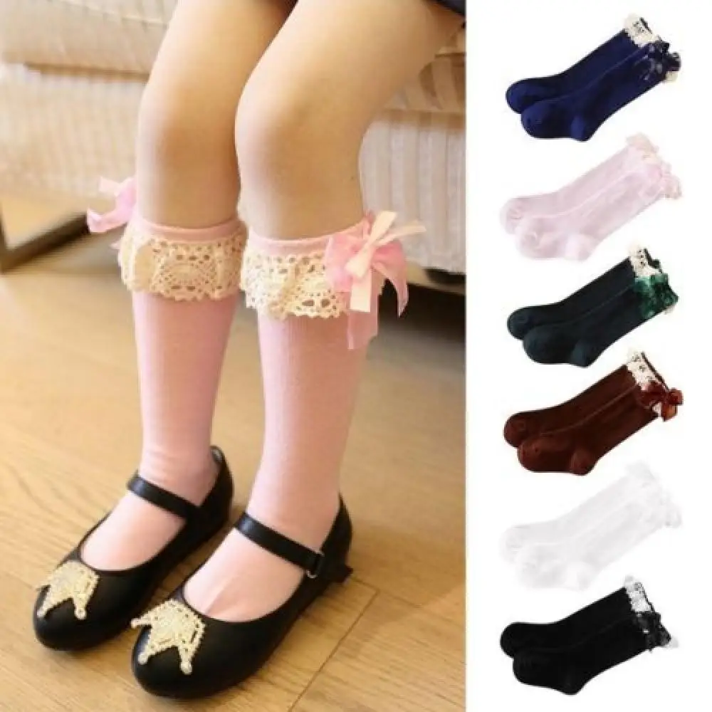Kid Girls Socks Children's Knee High Socks with Lace Baby Leg Warmers