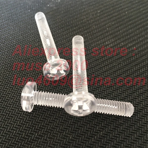 

M6* 12 16 20 25 30 35 40 50mm Plastic screw,Transparent clear M6 Bolts,Round Head slotted drive,acrylic PC LED Lighting screw