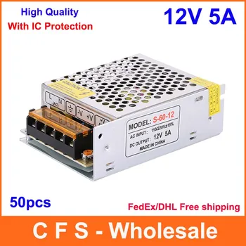 

12V 5A DC 60W Universal Regulated Switching Power Supply 12V 5A LED Driver DHL Free shipping High Quality 10pcs