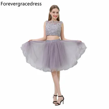 

Forevergracedress Two Piece Prom Dress Sexy Sleeveless Lace Applique Homecoming Cocktail Party Gown Plus Size Custom Made