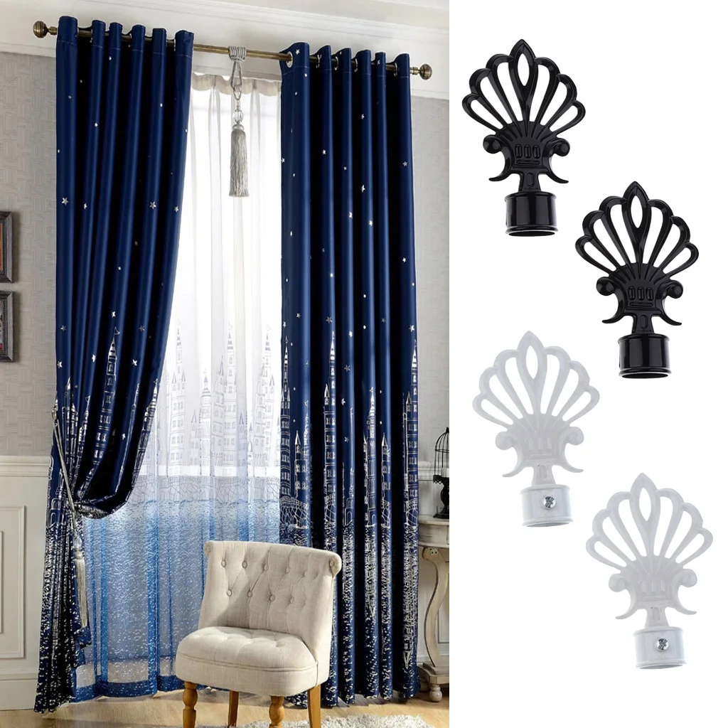 Pair Decorative Window Curtain Rod End Drapery Rail Pole Head Cap fit 28mm Dia. Rods